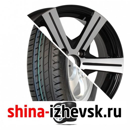 Колесо в сборе Viatti Strada (V-130) 185/60 R15 H 84 + Tech Line 544 6xR15 5×114.3 ET38 DIA67.1 Глянцевый черный с полированной лицевой частью в Ижевске